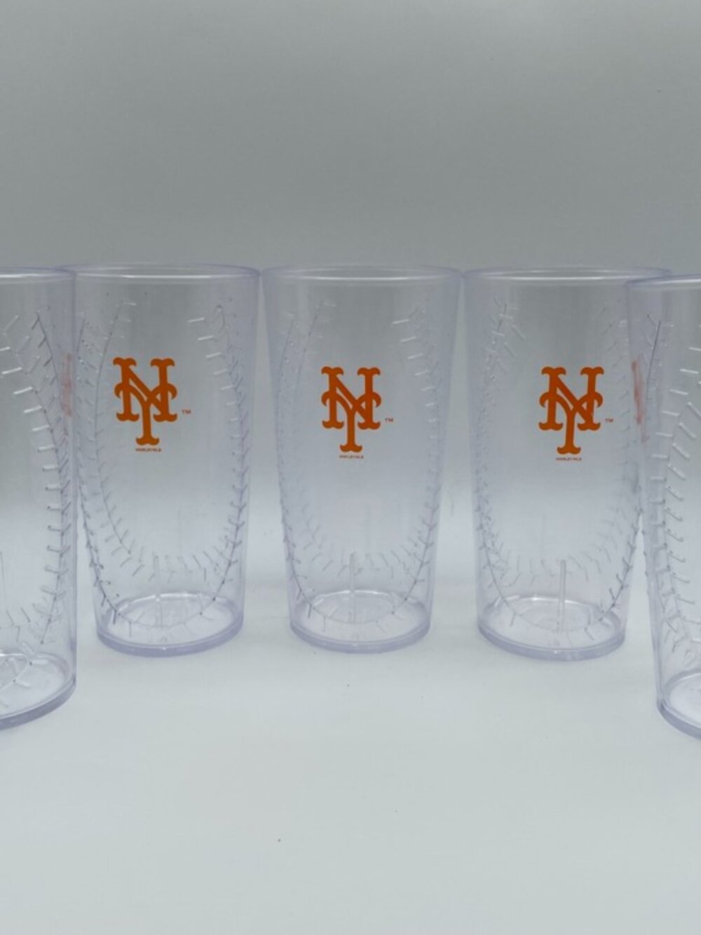 SET OF 5 New York Mets Orange Logo 20 oz Hard Plastic Souvenir Beer Cups Whirly